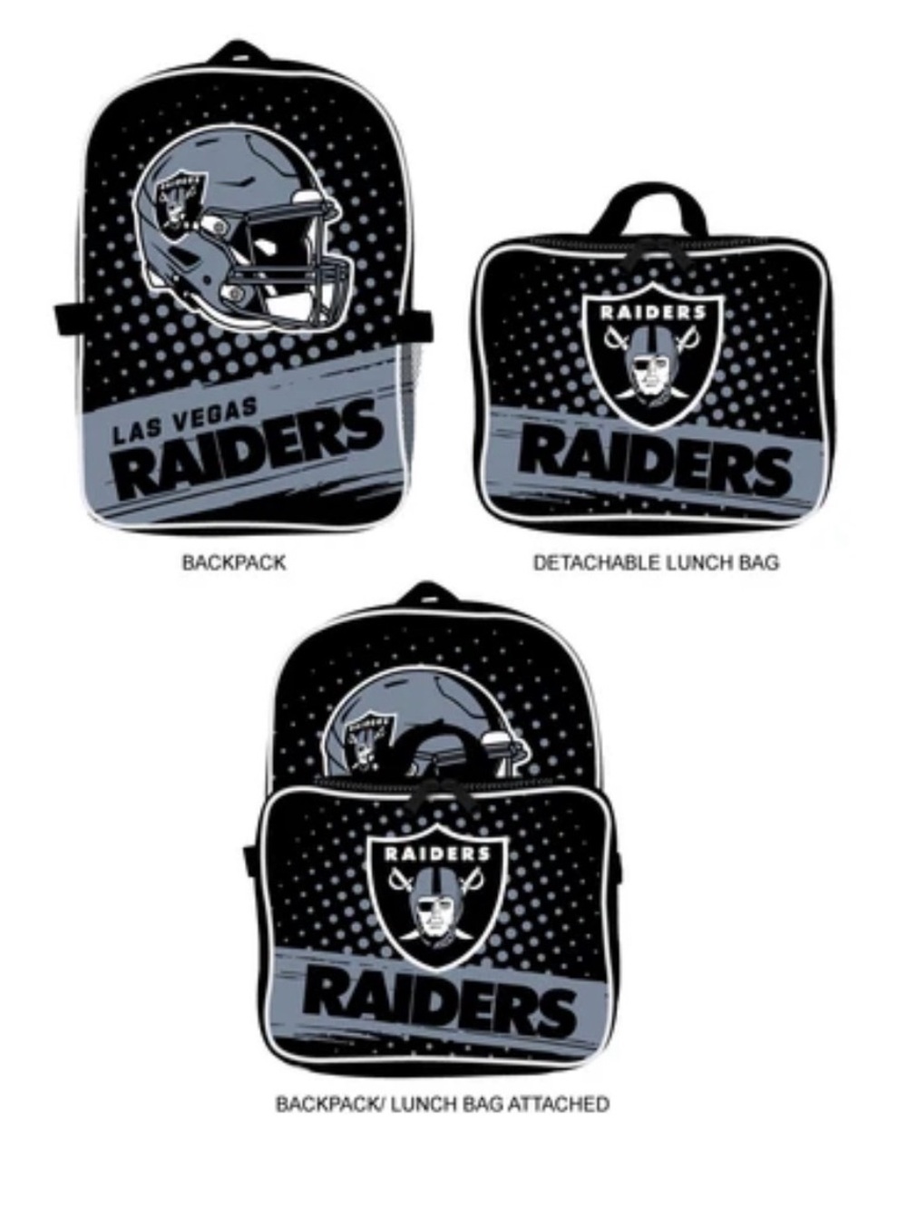 Las Vegas Raiders Backpack and Lunch Bag Set